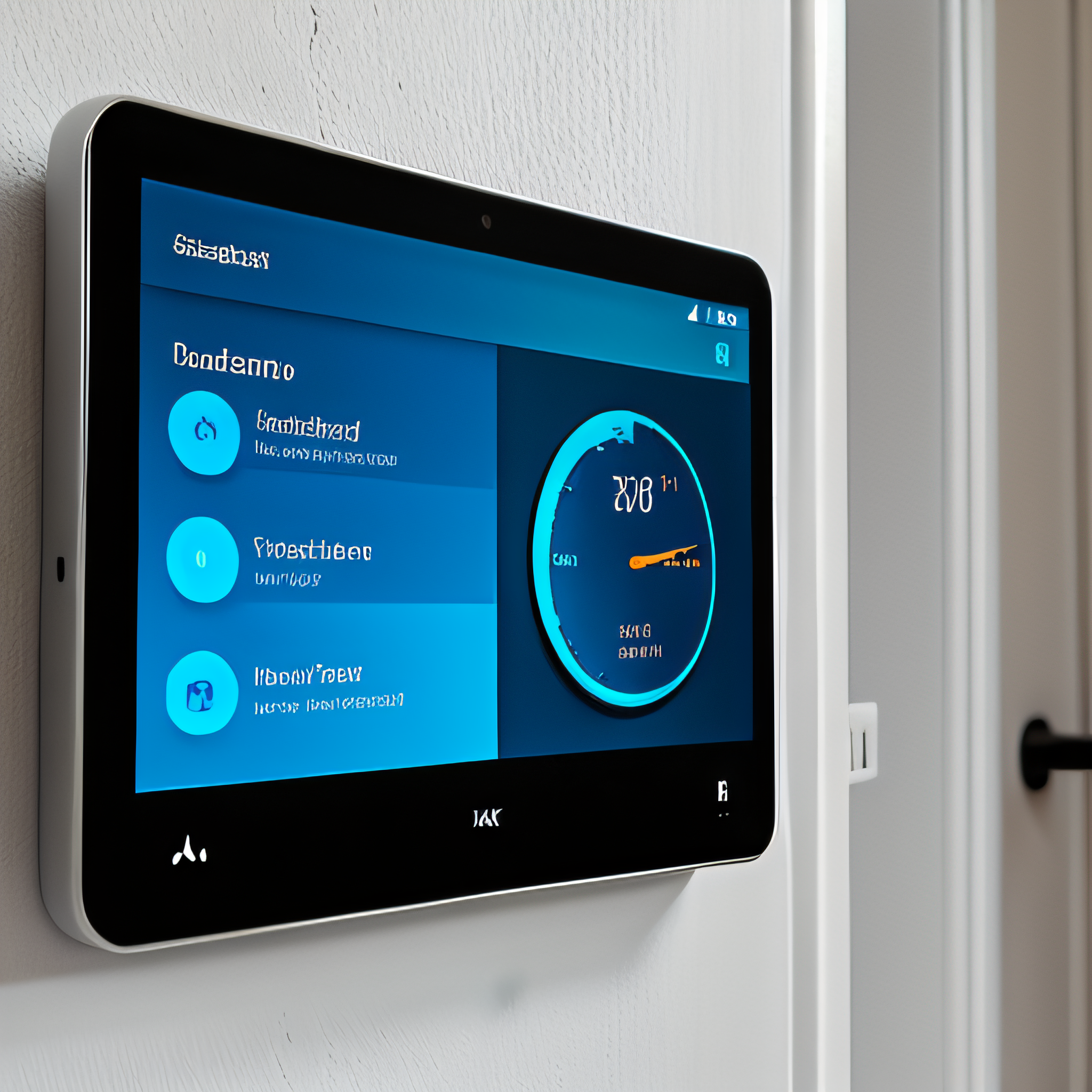 Smart home lighting and controls in a modern room